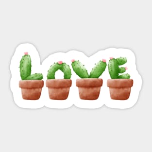 Love Shaped Cactus Pots Sticker